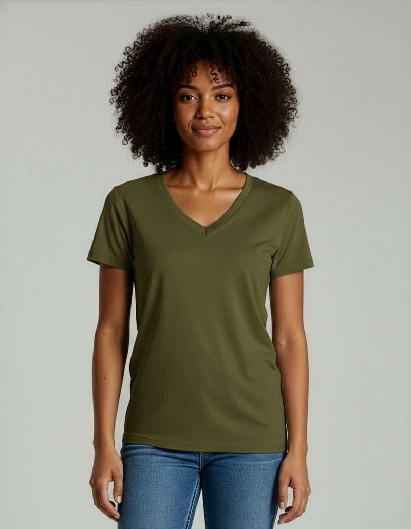 REALESSENTIALS Real Essentials 4 Pack: Women's Classic-Fit Cotton Short-Sleeve V-Neck T-Shirt (Available in Plus Size) - Image 2