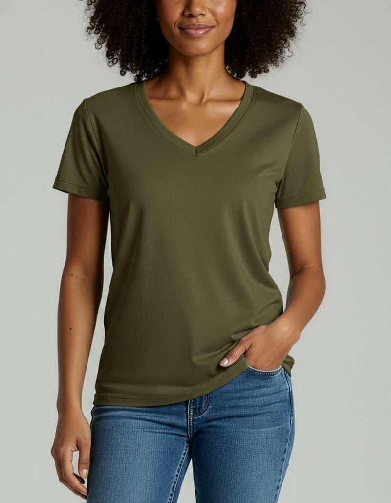 REALESSENTIALS Real Essentials 4 Pack: Women's Classic-Fit Cotton Short-Sleeve V-Neck T-Shirt (Available in Plus Size) - Image 4