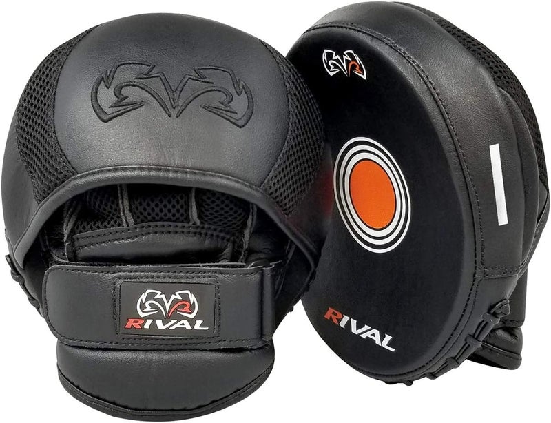 RIVAL Boxing RPM11 Evolution Punch Mitts, Pre-Curved Oval Punching Surface, Padded Finger Cover, and Stabilizing Wrist Strap - Image 1