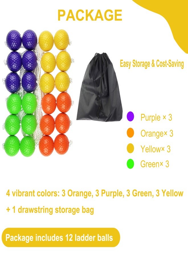 Miokun 12 Pack Ladder Balls Ladder Toss Balls Replacement with Storage Bag for Toss Match (Orange Purple Green Yellow) - Image 3