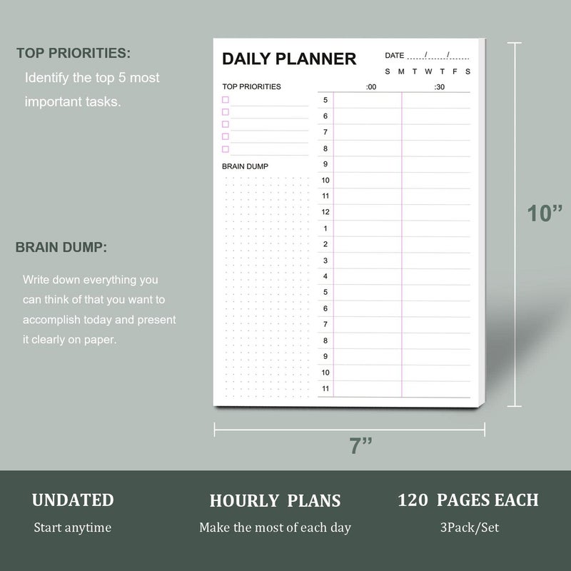 Tiankool To Do List Notepad - Daily To Do List with Priorities, Hourly Scheduler and Notes - Daily Planner Notepad for Work, Study, Appointments, 60 Tear Off Sheets Planning Pad, 7x10 Inch - Image 3