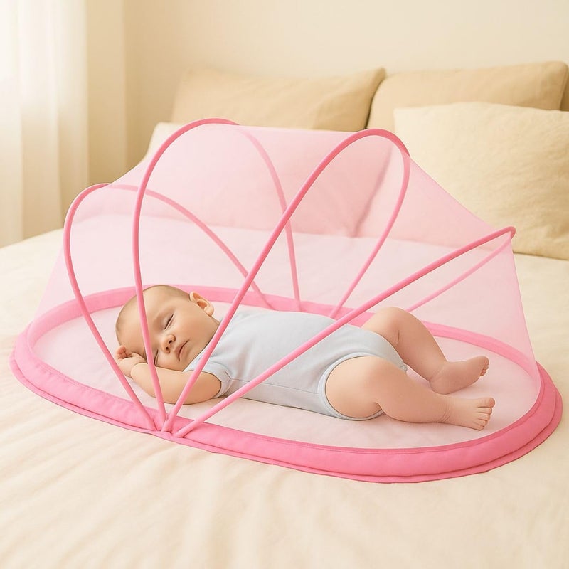 Royalkart Foldable Baby Mosquito Net |Bottomless Design for Infants |Safe & Easy Use for Ensuring Baby's Comfortable Sleep (0-24 Months) Size: 70 * 100cm, Pink - Image 1