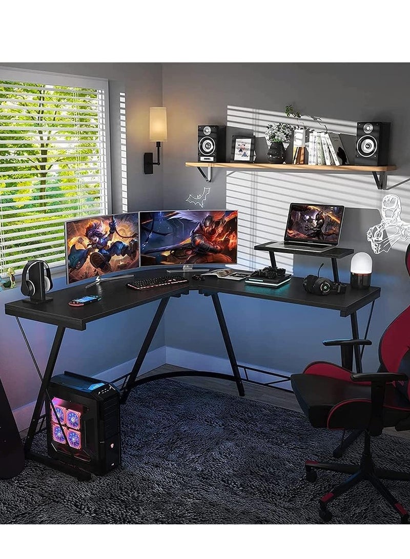 ZUIHAO L Shaped Desk Computer Corner Gaming Desk with Large Monitor Stand,Home Office Writing Table,Black - Image 2