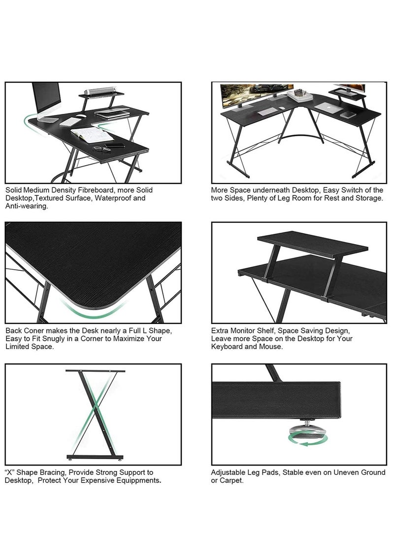 ZUIHAO L Shaped Desk Computer Corner Gaming Desk with Large Monitor Stand,Home Office Writing Table,Black - Image 5