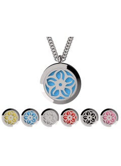 mEssentials Wild Essentials Lotus Flower Essential Oil Diffuser Necklace, Stainless Steel Locket Pendant with 24 inch Chain, 12 Color Refill Pads, Customizable Color Changing Perfume Jewelry for Aromatherapy 