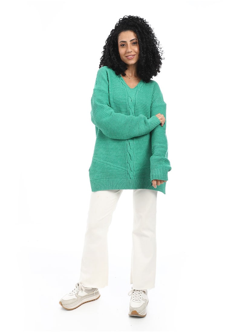 Caesar Women Wool Long Pullover With V Neck  - Image 2