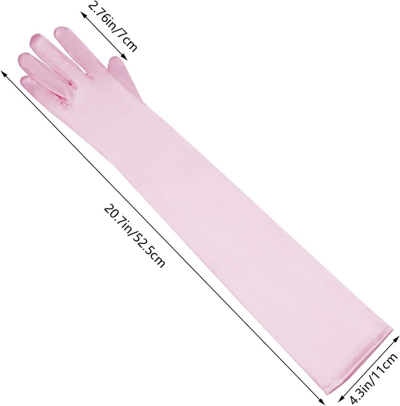 Wobe Long Opera Party 20s Satin Gloves Stretchy Adult Size Elbow Length Wedding - Image 3