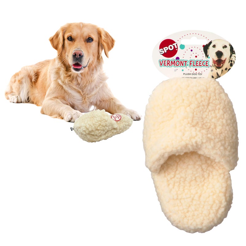 SPOT 7.5in Vermont Style Fleece Slipper Dog Toy â€“ Soft Plush Squeaky Comfort Toy for Small & Medium Dogs and Puppies â€“ No Plastic Parts â€“ Light Chewer Safe â€“ Calming & Cuddly Pet Toy - Image 1