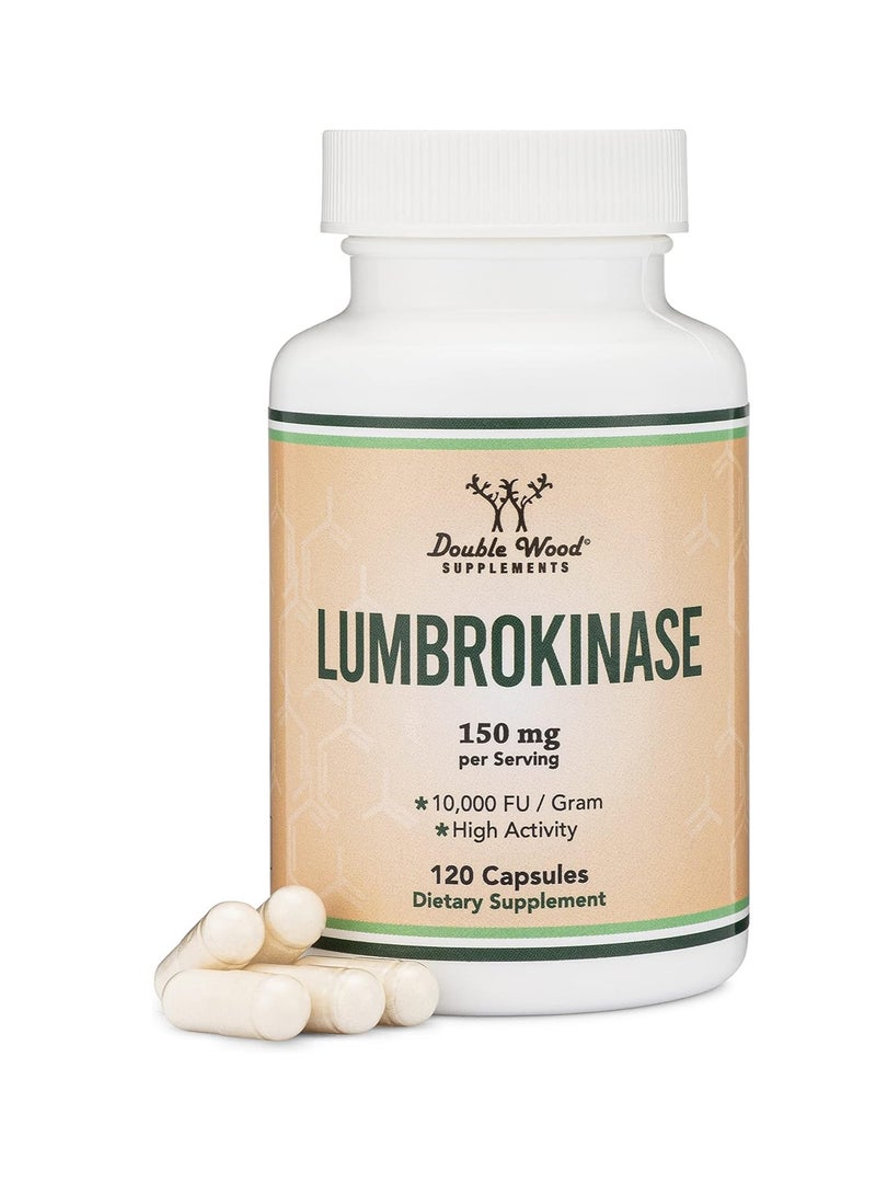Double Wood Supplements Lumbrokinase Supplement for Cardiovascular and Blood Circulation Support 75 mg 120 capsules - Image 1
