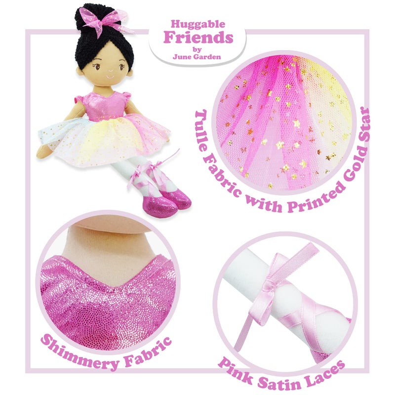 June Garden 16" Ballerina Princess Stella - Stuffed Plush Soft Doll - Pink Outfit - Gift for Toddlers and Little Girls - Image 3