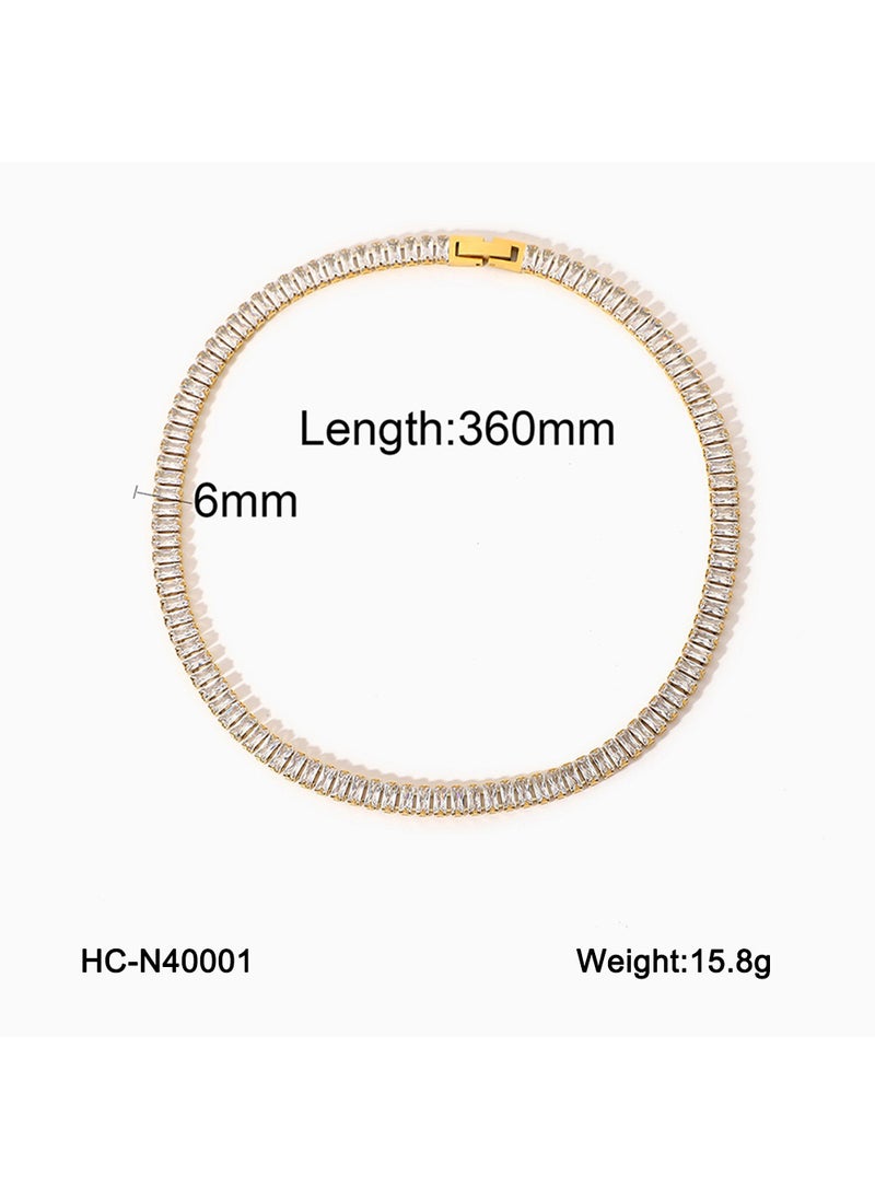 Generic - Elegant French Style Full-Diamond Titanium Necklace for Women HC-N40001 - Image 1