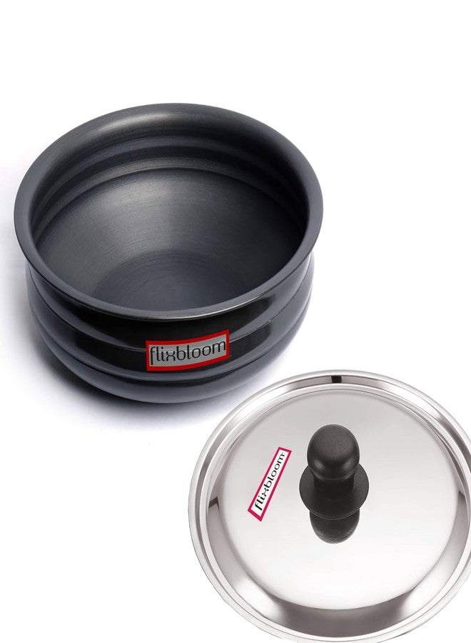 Flixbloom Select Pro Hard Anodised Induction Base Cookware/LPG Friendly | Virgin Food Grade Cook & Serve Uruli/Urli for Cooking | Kitchen Utensils | with Lid (4 Litre, Uruli/Urli with Lid) - Image 1