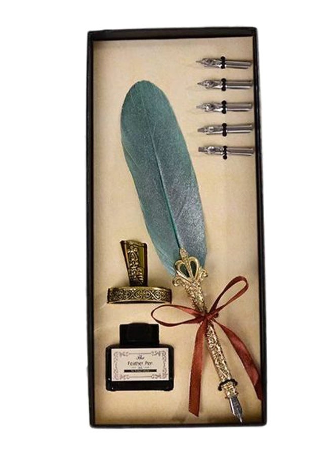 Generic 8-Piece Vintage Quill Dip Ink Calligraphy Pen Gift Set Multicolour  - Image 1