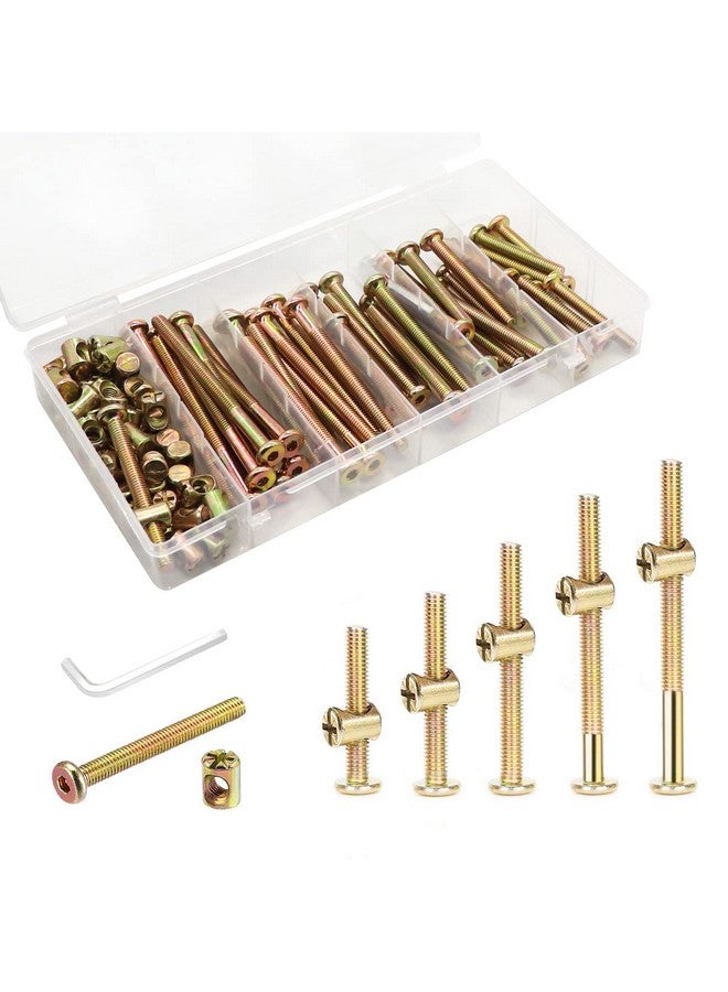 Allwin Crib Screws Hardware Replacement Kit - 16 Set Baby Bed Frame Bolts &Barrel Nuts Set, M6x40mm/ 50mm/ 60mm/ 70mm/ 80mm Hex Drive Socket Cap Screws Barrel Nuts - Image 1