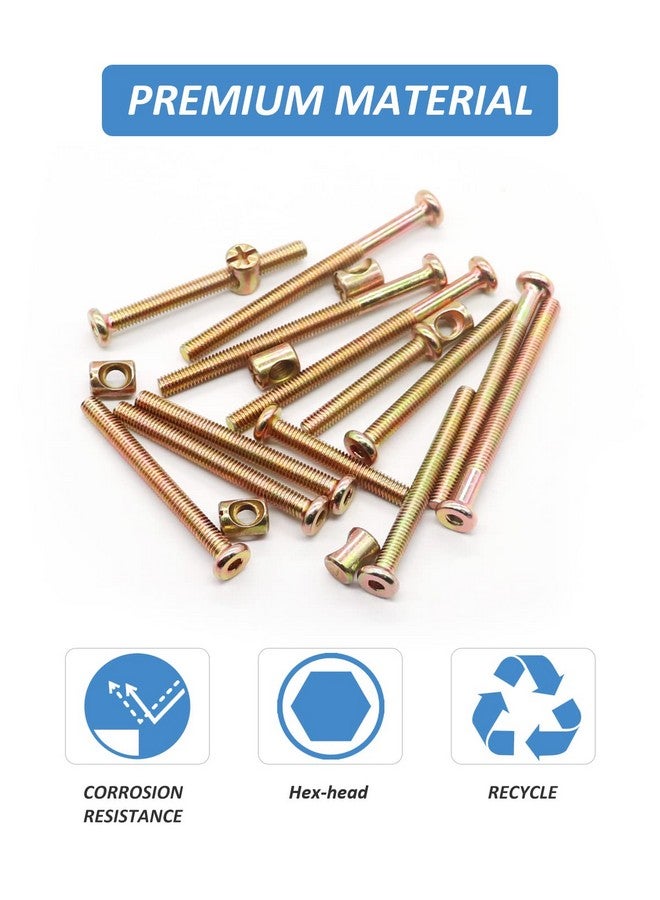 Allwin Crib Screws Hardware Replacement Kit - 16 Set Baby Bed Frame Bolts &Barrel Nuts Set, M6x40mm/ 50mm/ 60mm/ 70mm/ 80mm Hex Drive Socket Cap Screws Barrel Nuts - Image 3