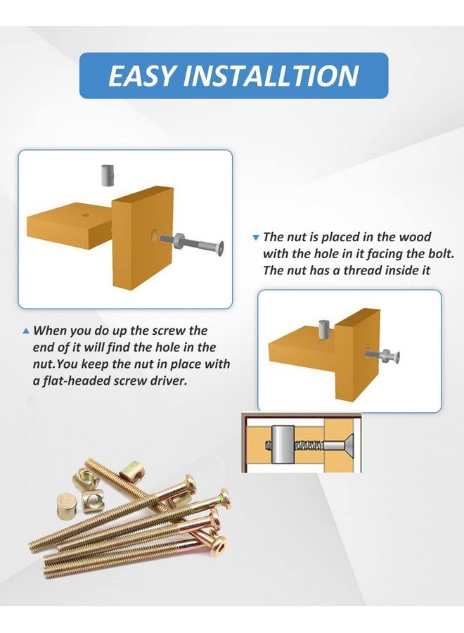 Allwin Crib Screws Hardware Replacement Kit - 16 Set Baby Bed Frame Bolts &Barrel Nuts Set, M6x40mm/ 50mm/ 60mm/ 70mm/ 80mm Hex Drive Socket Cap Screws Barrel Nuts - Image 5