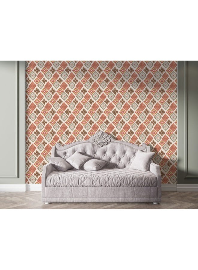 Home Gallery Gold And Red Trellis Fabric Wallpaper Covers An Area ​​Up To 4.2Mx3M With Adhesive  And Smoothing Tool - Image 5