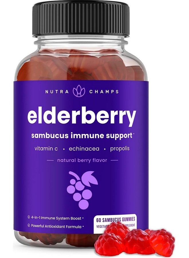 NutraChamps NutraChamps Elderberry Gummies with Vitamin C, Propolis & Echinacea - Immune System Support Gummy Vitamins for Adults & Kids - Max Strength 200mg Sambucus Antioxidant - Image 1
