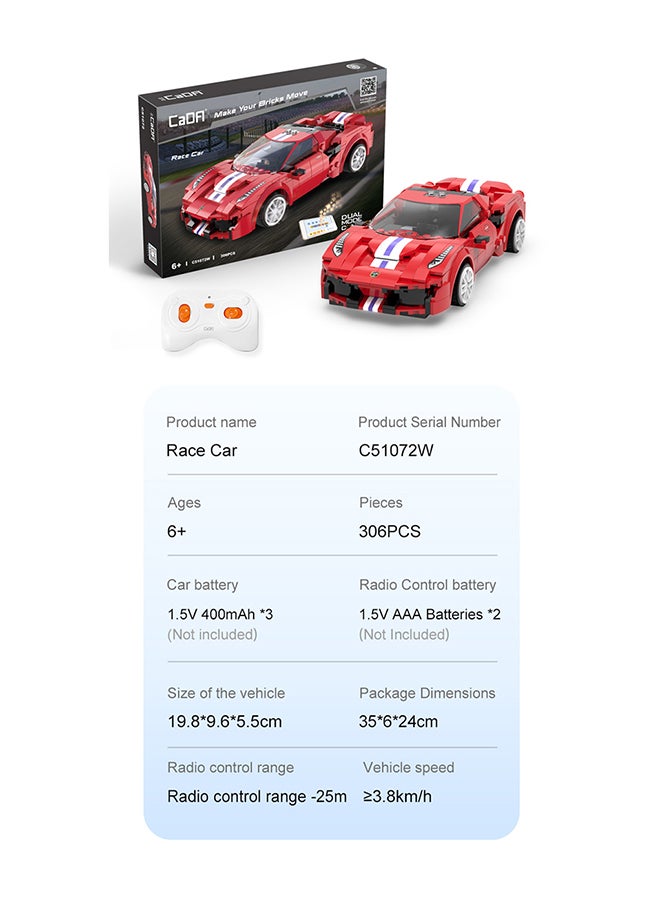 CaDA CaDA Remote Control Car Toy Building Blocks Race Car(Dual Control) C51072W  - Image 3