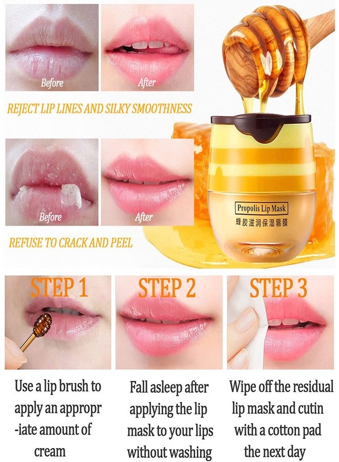Loobexery Honey Lip Balm Pot - Moisturizing Lip Mask with Propolis - Prevents Dry, Cracked Lips - Exfoliator (1 Pack) - Image 4