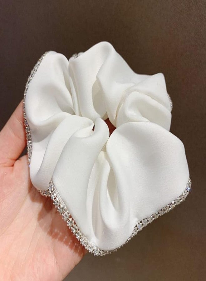CHIROGRAPHY 1 Pcs Luxury Hair Ties Satin Silk Scrunchies for Women Rubber Bands for Hair (White) - Image 3
