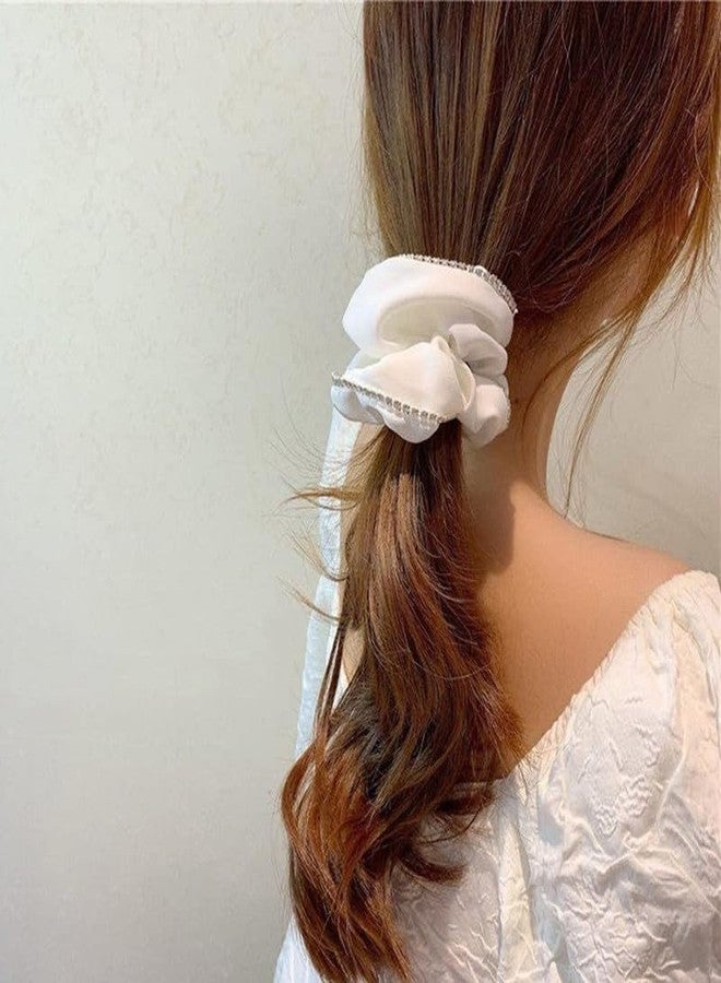 CHIROGRAPHY 1 Pcs Luxury Hair Ties Satin Silk Scrunchies for Women Rubber Bands for Hair (White) - Image 4