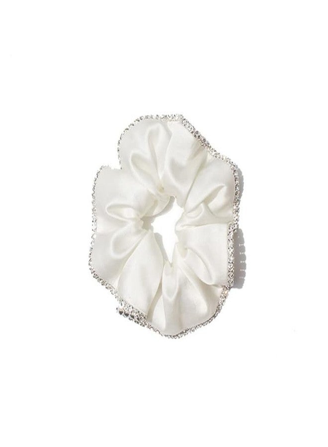CHIROGRAPHY 1 Pcs Luxury Hair Ties Satin Silk Scrunchies for Women Rubber Bands for Hair (White) - Image 2