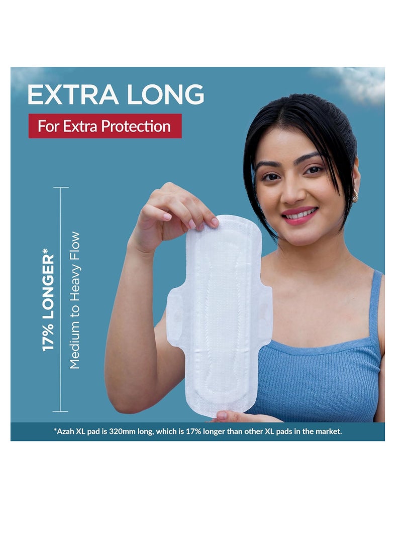 AZAH Sanitary Pads for Women (10 Reg + 10 XL) [Pack of 20] 100% Rash-Free sanitary napkins | 3x More Absorption, Cottony Soft and Dry Top Cover for heavy Flow | Toxin Free, Locks Odour, Leak-Proof - Image 5
