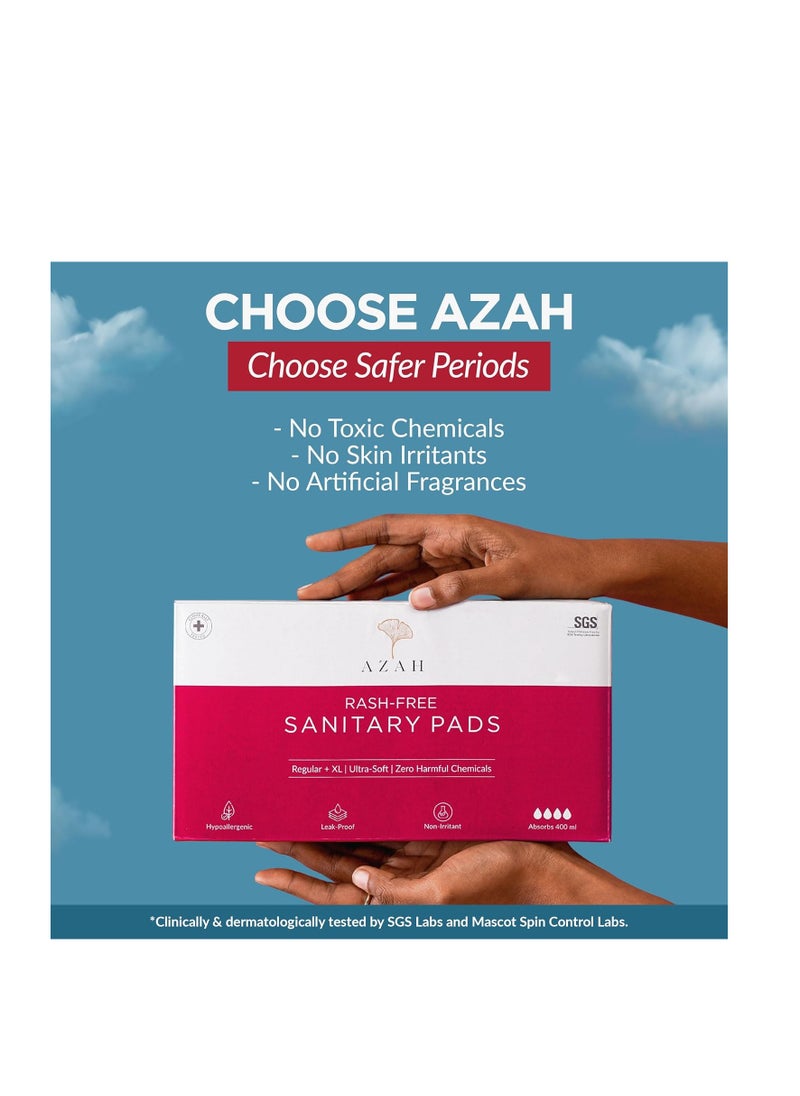 AZAH Sanitary Pads for Women (10 Reg + 10 XL) [Pack of 20] 100% Rash-Free sanitary napkins | 3x More Absorption, Cottony Soft and Dry Top Cover for heavy Flow | Toxin Free, Locks Odour, Leak-Proof - pzsku/Z61B8756CAE009DBCE9E4Z/45/_/1732361803/d2e4771e-7f57-4ec0-a857-623198e4c3d1