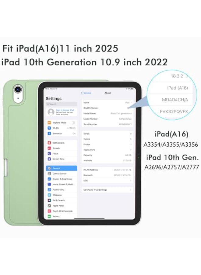iMieet حافظة iMieet لجهاز iPad (A16)/الجيل العاشر من iPad [11 بوصة 2025/10.9 بوصة 2022]، حافظة ذكية قابلة للطي ثلاثية مع حامل وحامل قلم وظهر TPU ناعم، تدعم Touch ID (أسود) - Image 2