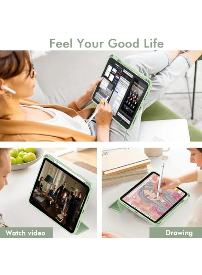 iMieet حافظة iMieet لجهاز iPad (A16)/الجيل العاشر من iPad [11 بوصة 2025/10.9 بوصة 2022]، حافظة ذكية قابلة للطي ثلاثية مع حامل وحامل قلم وظهر TPU ناعم، تدعم Touch ID (أسود) - Image 5