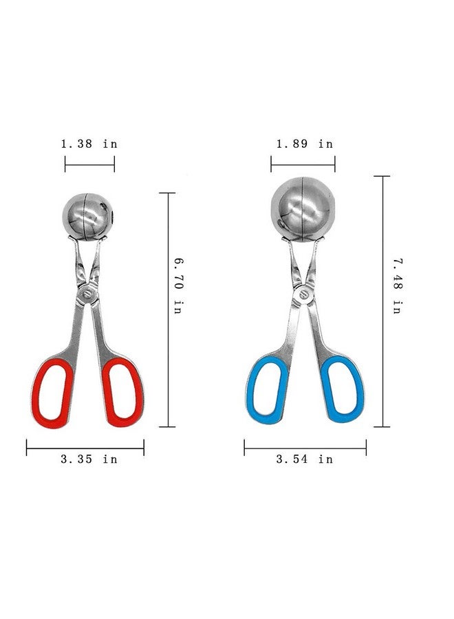 QMET Meatball Maker, 2 PCS None-Stick Meatball Maker with Detachable Anti-Slip Handles, Stainless Steel Meat Baller Tongs, Cake Pop Roller, Ice Tongs, Cookie Dough Scoop for Kitchen (1.38"&1.78")  - Image 3