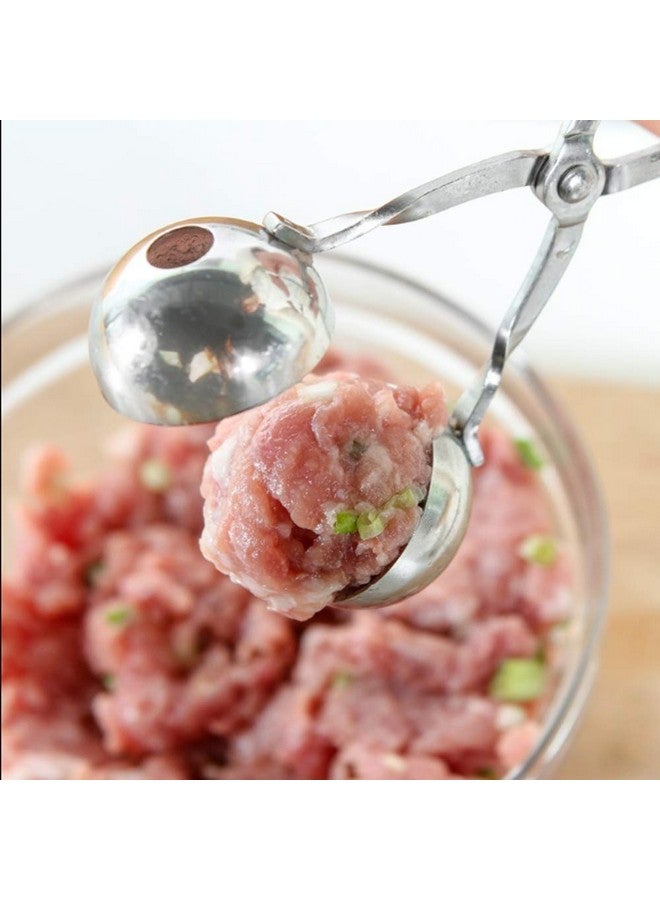 QMET Meatball Maker, 2 PCS None-Stick Meatball Maker with Detachable Anti-Slip Handles, Stainless Steel Meat Baller Tongs, Cake Pop Roller, Ice Tongs, Cookie Dough Scoop for Kitchen (1.38"&1.78")  - Image 5