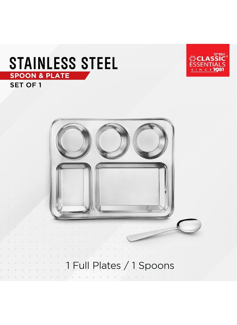 Classic Essentials CLASSIC ESSENTIALS Stainless Steel Compartment Plate Bhojan Thali, Lunch/Dinner Plate  - Image 4