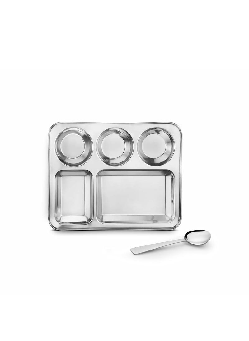 Classic Essentials CLASSIC ESSENTIALS Stainless Steel Compartment Plate Bhojan Thali, Lunch/Dinner Plate  - Image 1