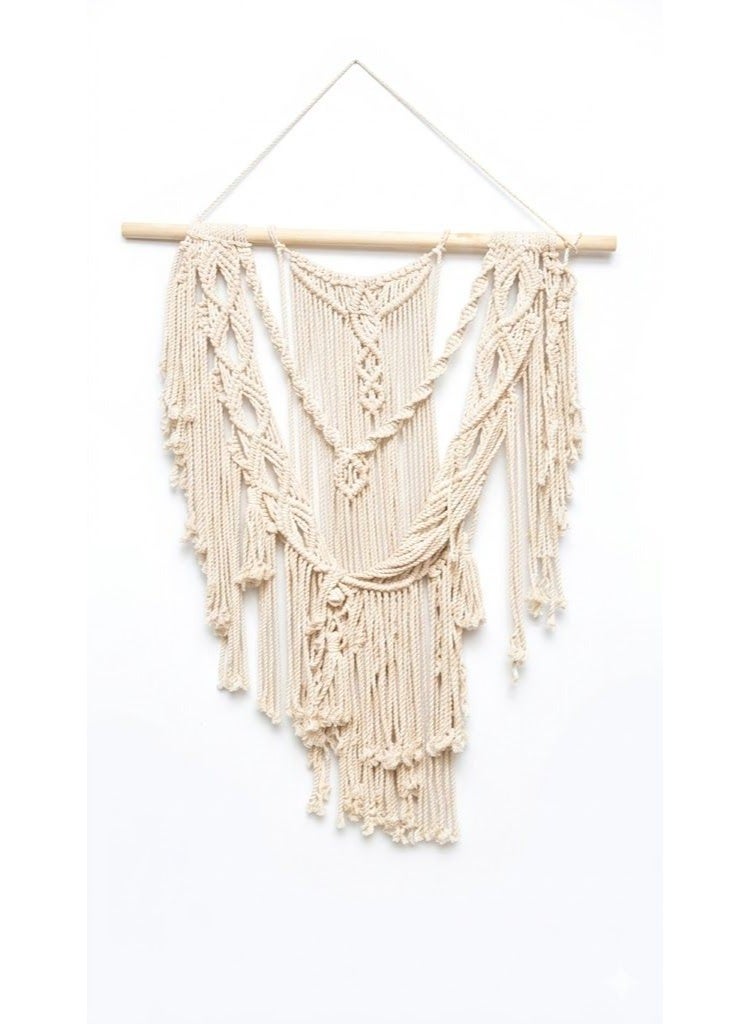 Macramé Wall Hanging on Wooden Rod, Decorative Wall Décor, 80 cm - Image 2