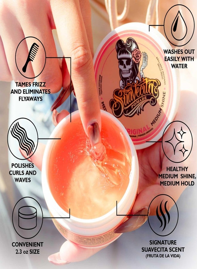 SUAVECITO Suavecita Pomade for Women 2.3 oz Can - Medium Hold, High Shine, Water Based, Wax Like Flake Free - All Day Hair Free Gel Hairstyles Easy to Wash Off - Image 2