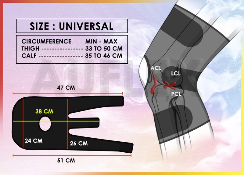 AuFlex Adjustable Knee Cap Support Sports, Knee Brace Gym, Running and Walking Joint Knee Pain Relief Men & Women Free Size-S,M,L - Image 4
