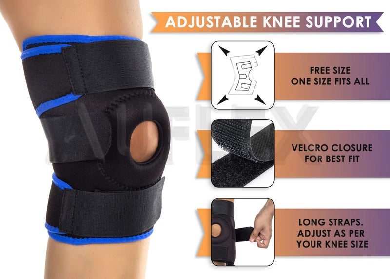 AuFlex Adjustable Knee Cap Support Sports, Knee Brace Gym, Running and Walking Joint Knee Pain Relief Men & Women Free Size-S,M,L - Image 2