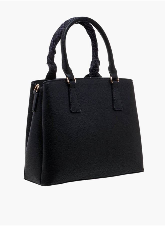 Flora Bella By Shoexpress Scarf Accent Tote Bag with Double Handle and Zip Closure  - Image 4