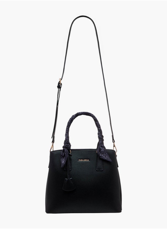 Flora Bella By Shoexpress Scarf Accent Tote Bag with Double Handle and Zip Closure  - Image 2