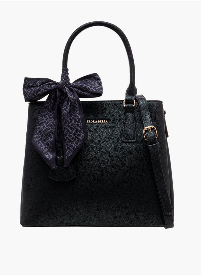 Flora Bella By Shoexpress Scarf Accent Tote Bag with Double Handle and Zip Closure  - Image 3