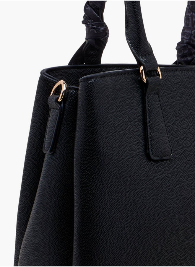 Flora Bella By Shoexpress - Scarf Accent Tote Bag with Double Handle and Zip Closure - Image 1