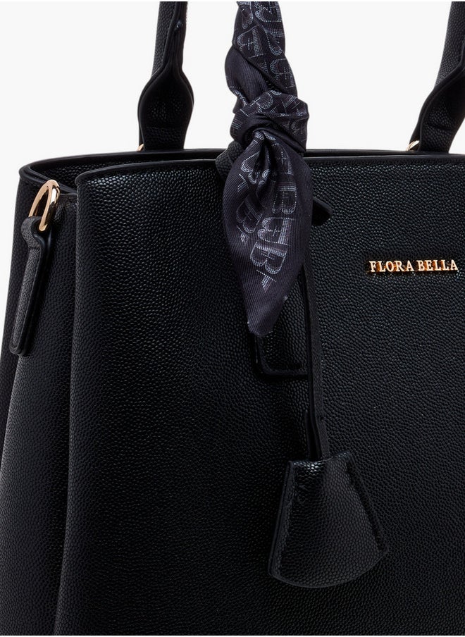 Flora Bella By Shoexpress Scarf Accent Tote Bag with Double Handle and Zip Closure  - Image 5