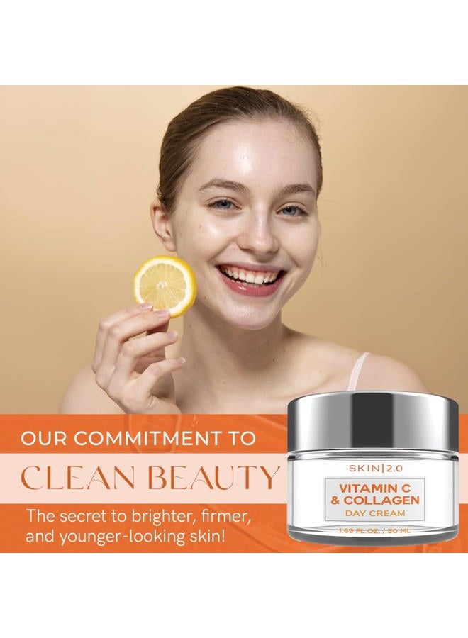 Skin 2.0 Vitamin C & Collagen Face Moisturizer - Dermatologist Tested, Anti-Aging, Skin Tightening - Brightening, Clean Beauty, Cruelty-Free, Korean Skincare for All Skin Types - 1.69 Fl oz - Image 2