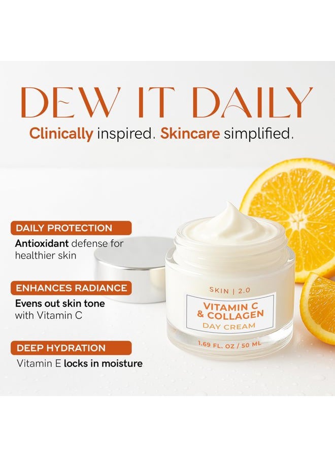 Skin 2.0 Vitamin C & Collagen Face Moisturizer - Dermatologist Tested, Anti-Aging, Skin Tightening - Brightening, Clean Beauty, Cruelty-Free, Korean Skincare for All Skin Types - 1.69 Fl oz - Image 3