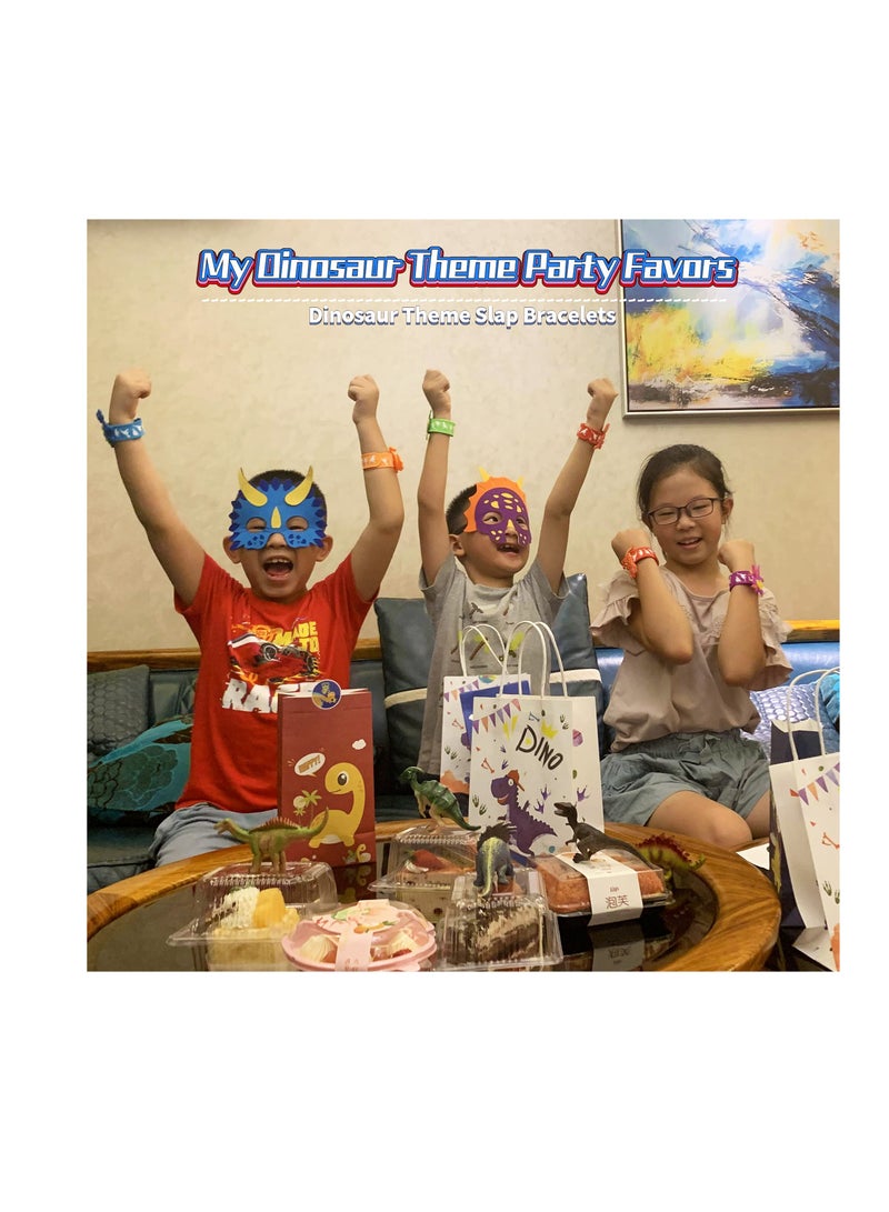 Excefore Dinosaur Silicone Wristbands, Dinosaur Theme Slap Bracelets Party Favors Dinosaur Silicone Wristbands Boys&Girls Dinosaur Theme Party Supplies Carnival Prizes Suit Classroom Exchanging Gifts (6pack) - Image 5