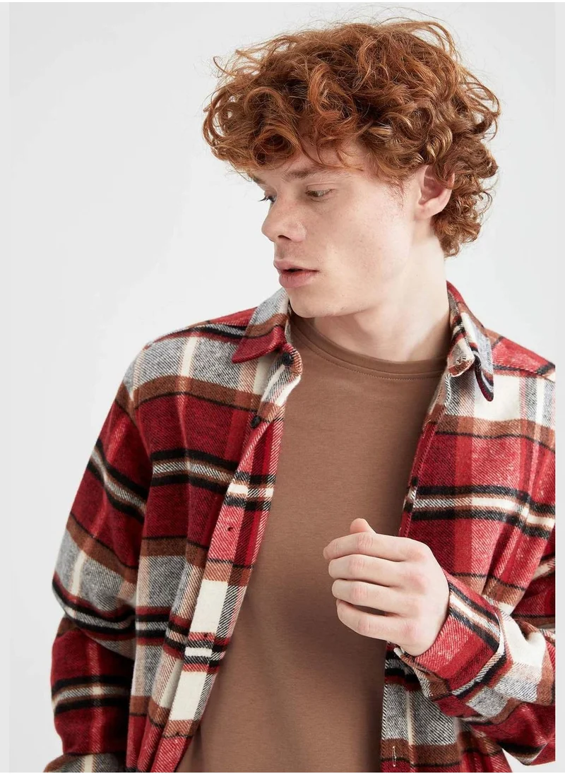 DeFacto Regular Fit Long Sleeve Check Print Shacket