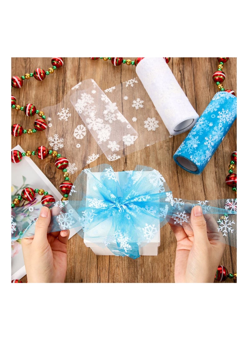 Y&D 6 inch x 10 Yards Fabric Tulle Snowflake Ribbon for Craft Making Bows Tutu Skirt Sewing Chair Wedding Party Decorations, 2 Rolls  - Image 2