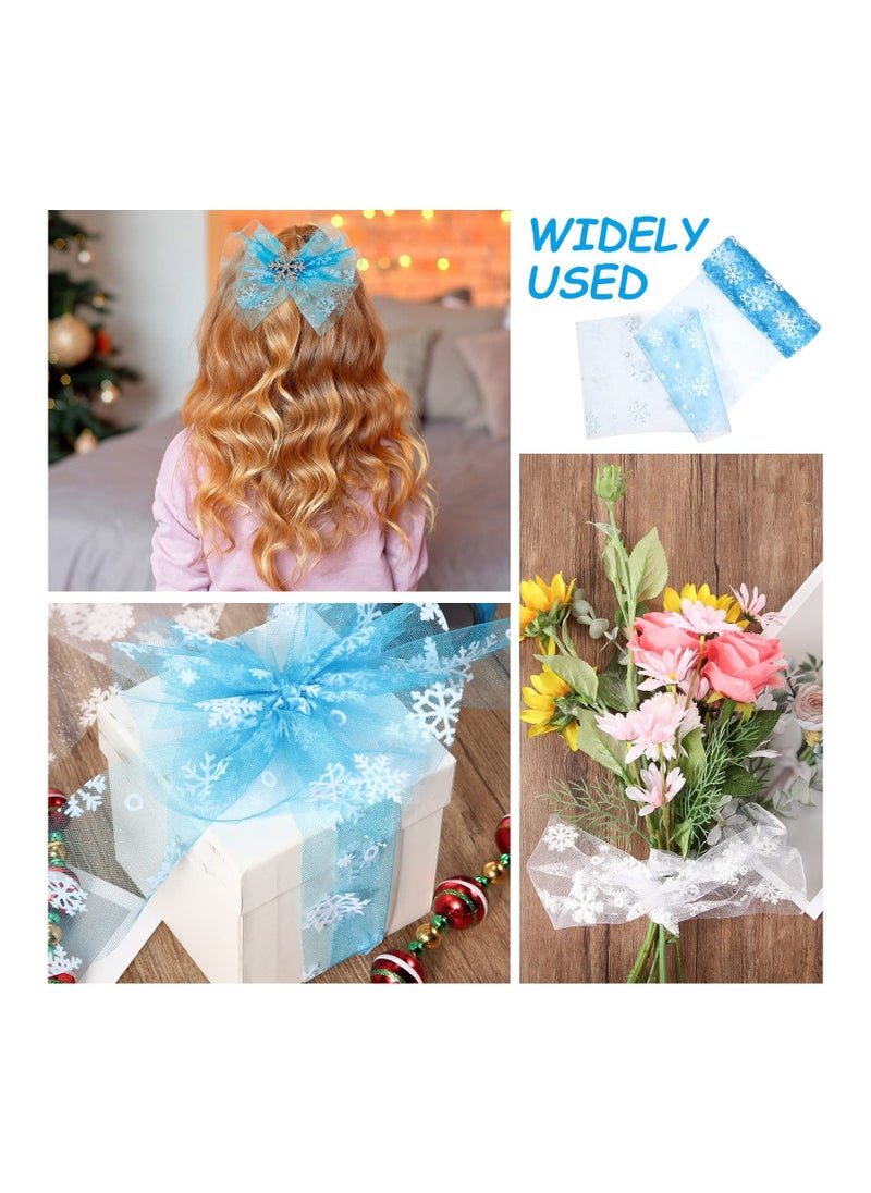 Y&D 6 inch x 10 Yards Fabric Tulle Snowflake Ribbon for Craft Making Bows Tutu Skirt Sewing Chair Wedding Party Decorations, 2 Rolls  - Image 4